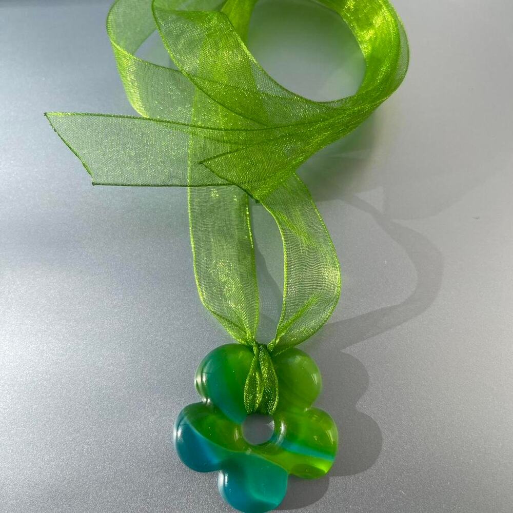 Brooke Callahan Jumbo Flower Pendant 💚 - Wavy Blue & Green - Custom made ✨